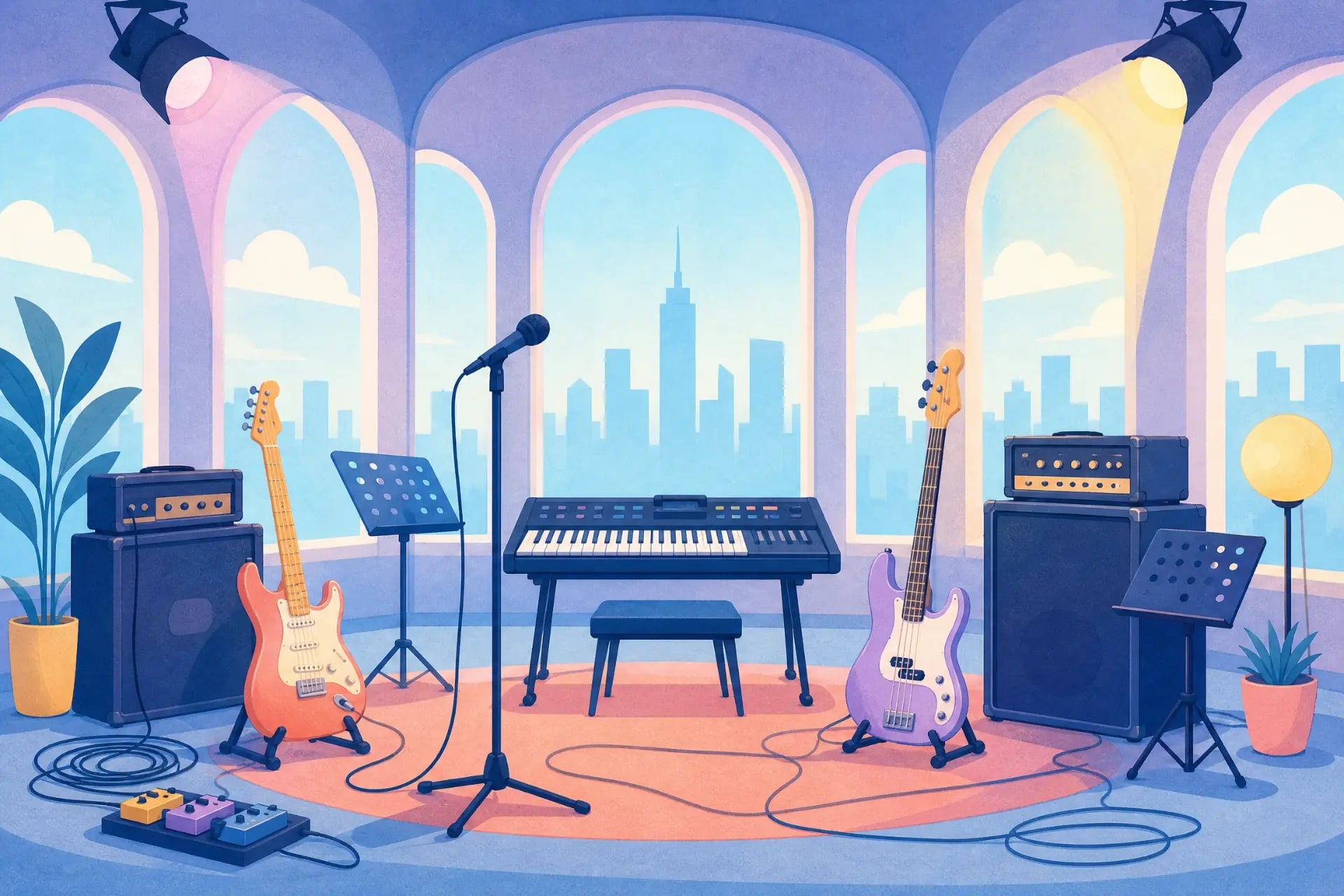 Illustration eines Bandproberaums