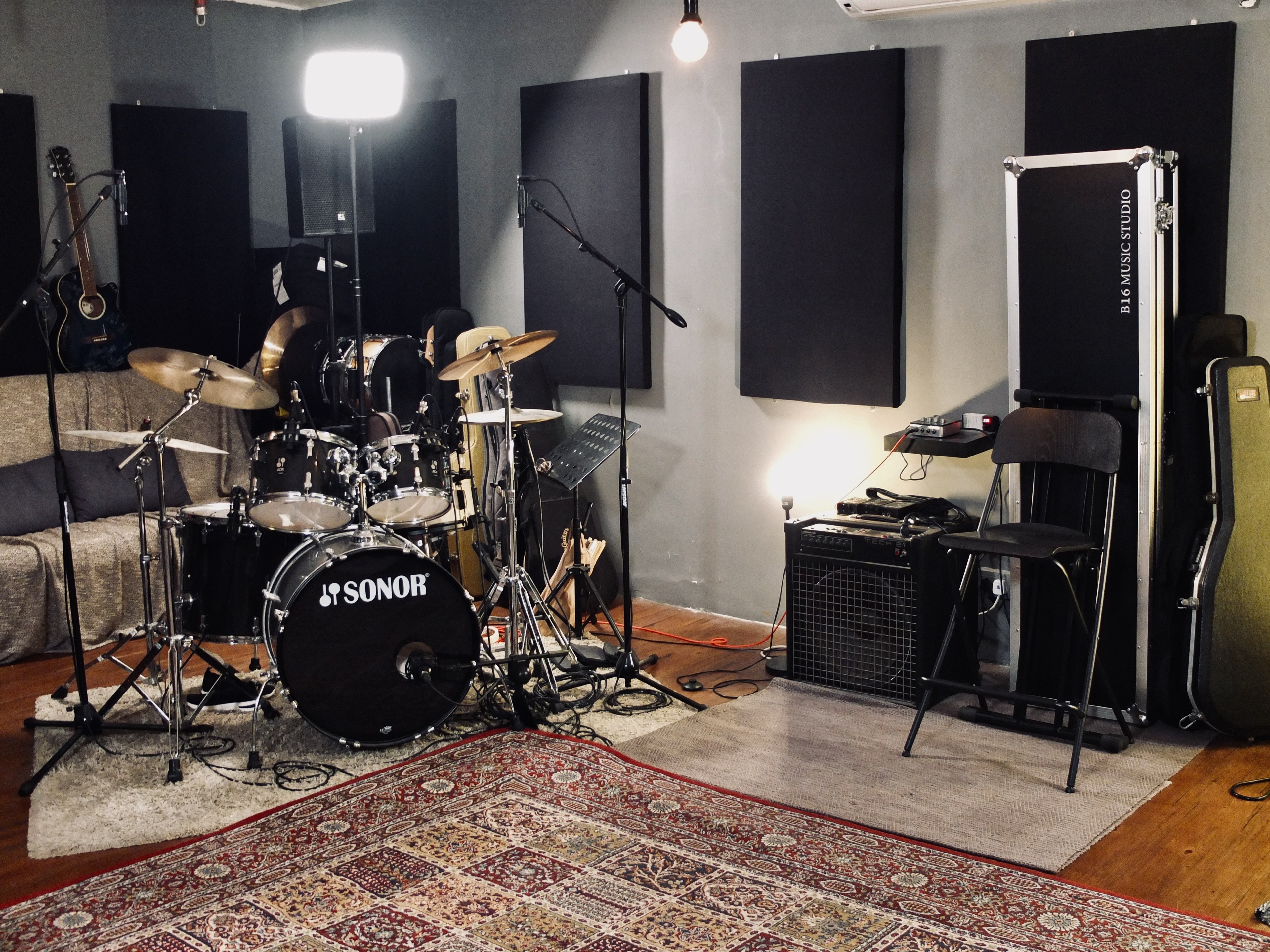REHEARSAL with monitor earphones at B16 Production Studio